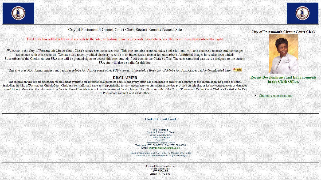 City of Portsmouth Circuit Court Clerk Remote Access Site